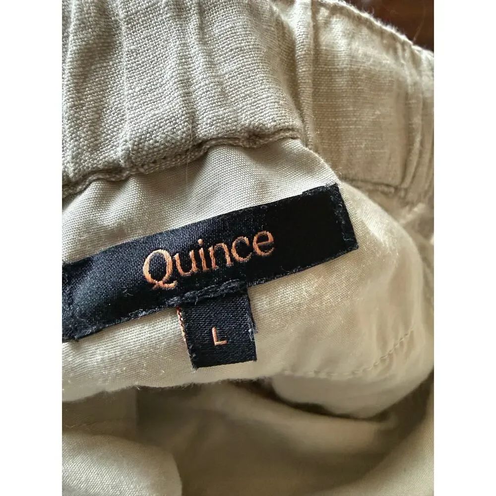 Quince Womens European Linen Pants Large Flax Beige Pull On Straight Minimalist